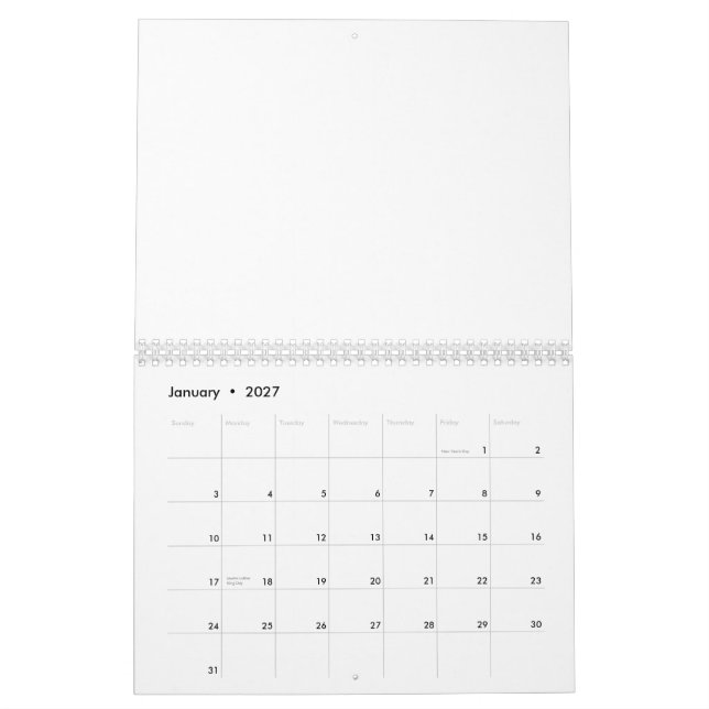 Modernes Punkt-Elfenbein u. schwarzer kleiner Kalender (Jan 2027)