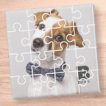 Modernes Puzzle-Foto-Monogramm für Haustiere Magnet<br><div class="desc">Modernes Puzzle Family Haustier Foto</div>