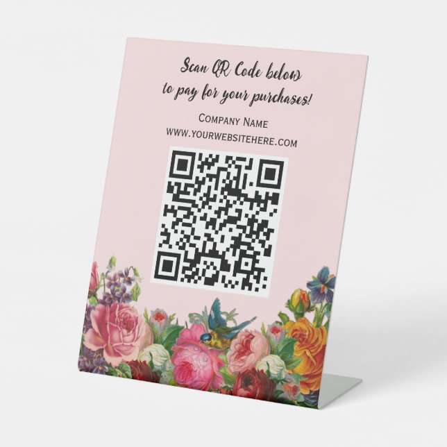 Modernes QR Code Business Table Top Pedestzeichen Sockelschild (Vorderseite)