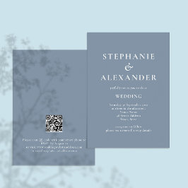 Modernes QR Code Dusty Blue Wedding Einladung