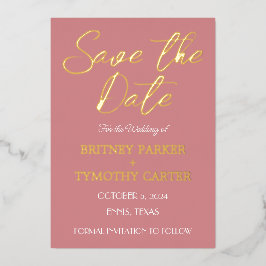 Modernes QR Code Foto Dusty Rose Script Wedding Folieneinladung