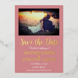 Modernes QR Code Foto Dusty Rose Wedding Folieneinladung