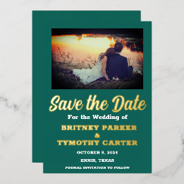 Modernes QR Code Foto Emerald Green Wedding Folieneinladung