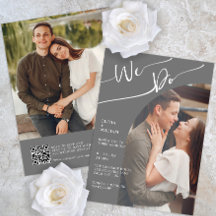 Modernes QR Code Foto Hochzeitseinladung