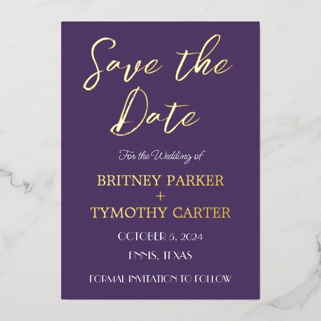 Modernes QR Code Foto Kalligrafie Script Hochzeit Folieneinladung (Vorderseite)