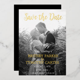 Modernes QR Code Foto Script Black Wedding Folieneinladung