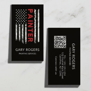 Modernes QR Code Maler amerikanisches Flag Visitenkarte