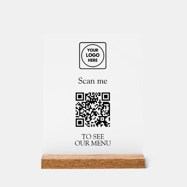 Modernes QR-Code-Menü | Benutzerdefiniertes kontak Acrylschild (Vorderseite)
