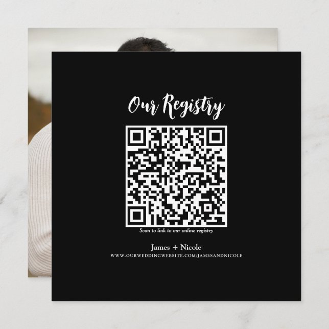 Modernes QR Code Scannable Wedding Registry Einladung (Vorne/Hinten)