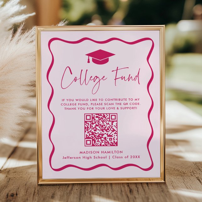 Modernes QR-Code-Schild für den Abschluss des Pink Poster (Von Creator hochgeladen)