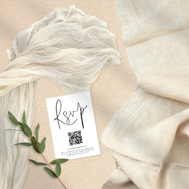 Modernes QR-Code-Skript, das jede Farb-RSVP-Karte  Einladung (Von Creator hochgeladen)