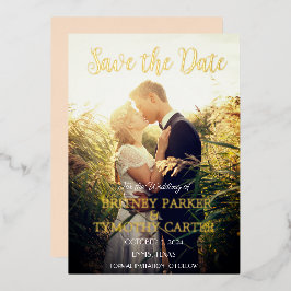 Modernes QR-Foto Champagne Ivory Wedding Folieneinladung