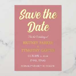 Modernes QR-Foto Dusty Rose Script Wedding Foi Folieneinladung