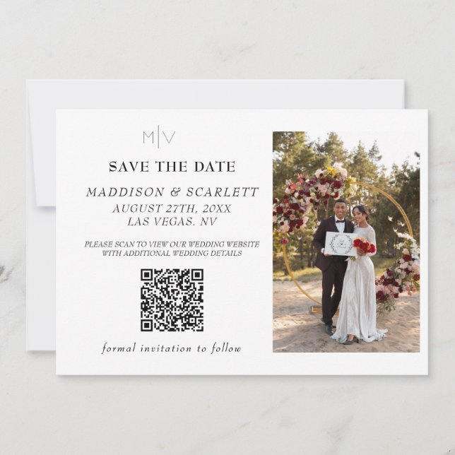 Modernes QR-Foto Save the Date Einladung (Vorderseite)