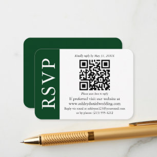 Modernes QR Hochzeit RSVP grün und weiß Begleitkarte