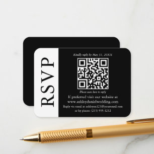 Modernes QR Hochzeitschwarz-Weiß-UAWG Begleitkarte