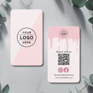 Modernes QR-Logo Rosa Backen Visitenkarte