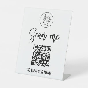 Modernes QR-Menü Logo für berührungsloses Geschäft Sockelschild