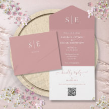 Modernes QR-Monogramm-Dusty-Rose