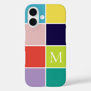 Modernes, quadratisches Blockmonogramm iPhone 16 Hülle