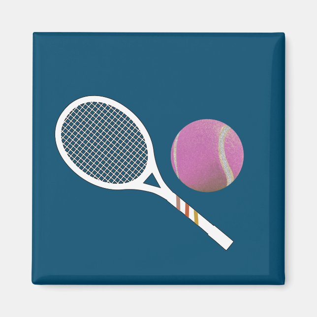 Modernes Racket mit rosa Tennisball Magnet (Vorne)