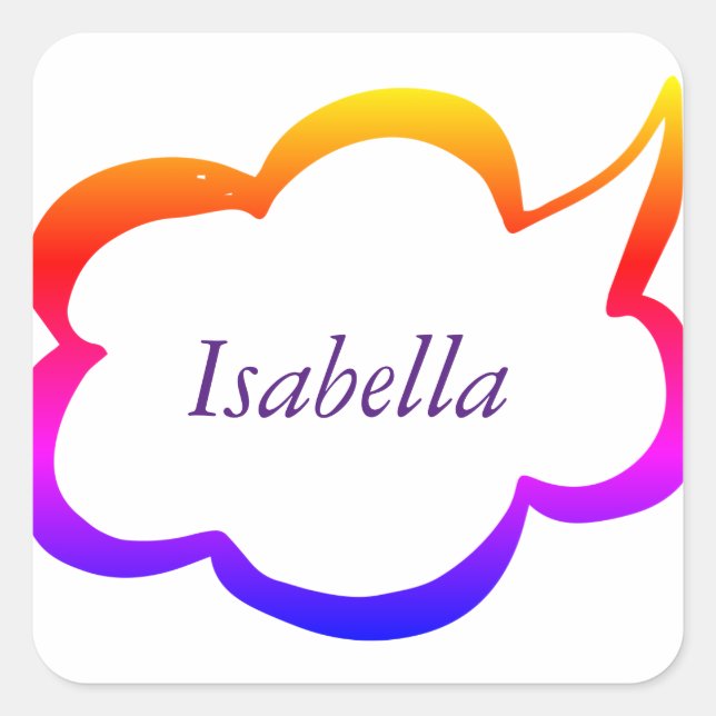 Modernes Rainbow-Girly-Monogramm Quadratischer Aufkleber (Vorderseite)