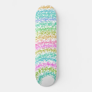 Modernes Rainbow Glitzer Dots Design Skateboard