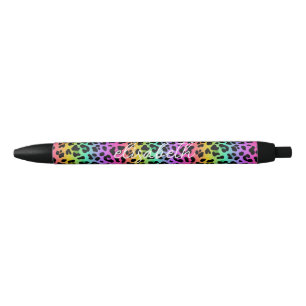 Modernes Rainbow Leopard Skin Pattern Monogram Kugelschreiber
