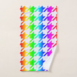 Modernes Rainbow Ombre Hahnentrittmuster Pattern Handtuch
