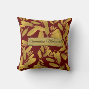 Modernes Ramadan Mubarak Gold Flora Pflanze Leaf Kissen
