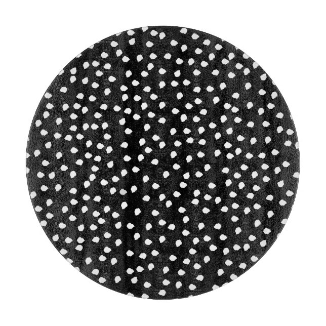 Modernes Random Polka Dot Muster Schwarz-Weiß Schneidebrett (Vorderseite)