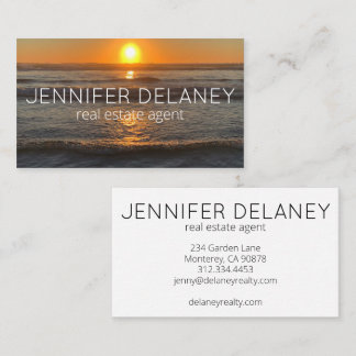 Modernes Real Anwesen Agent Beach Waves Sunset Fot Visitenkarte