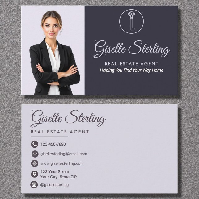 Modernes Real Anwesen Agent Lilac Lila Foto Visitenkarte (Von Creator hochgeladen)