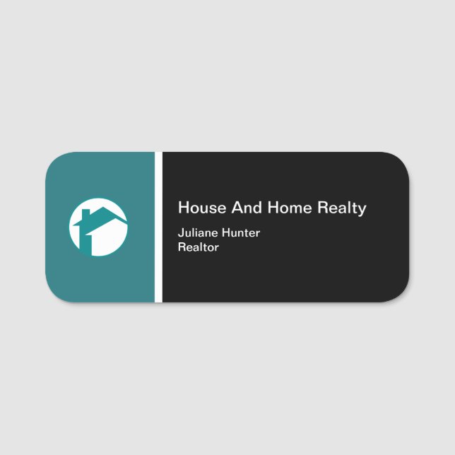 Modernes Real Anwesen Aquamarin White Black Name A Namensschild (Vorderseite)