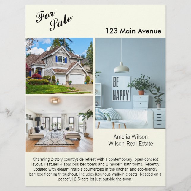 Modernes Real Anwesen Listing 2 Sided Foto Flyer (Vorne)