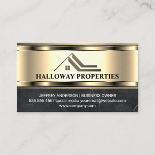 Modernes Real Anwesen Logo   Gold Metallic Visitenkarte
