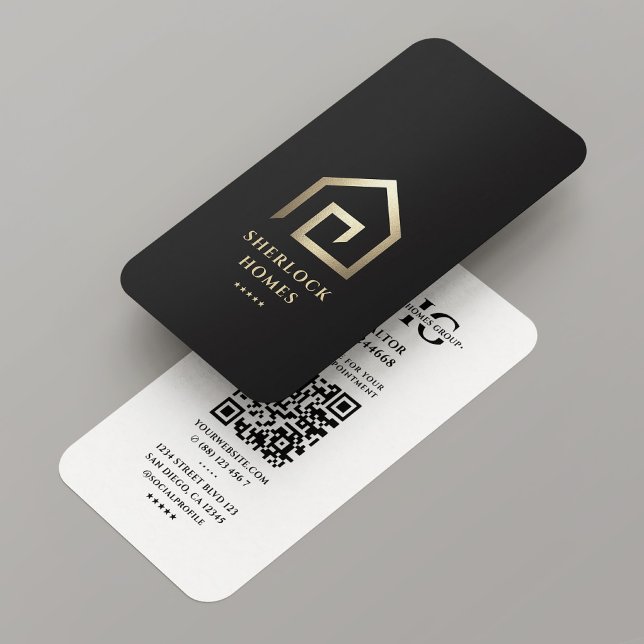 Modernes Realtor Elegante Gold Real Anwesen House  Visitenkarte (Modern Realtor Elegant Gold Real Estate House Logo Business Card
)