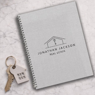 Modernes Realtor-Haus-Logo Grau Faux-Linnen Planer