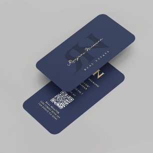 Modernes Realtor Monogram R N Dark Blue Real Anwes Visitenkarte