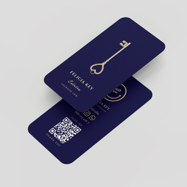 Modernes Realtor Real Anwesen Agent Midnight Blue Visitenkarte (Modern Realtor Real Estate Agent Midnight Blue Business Card)