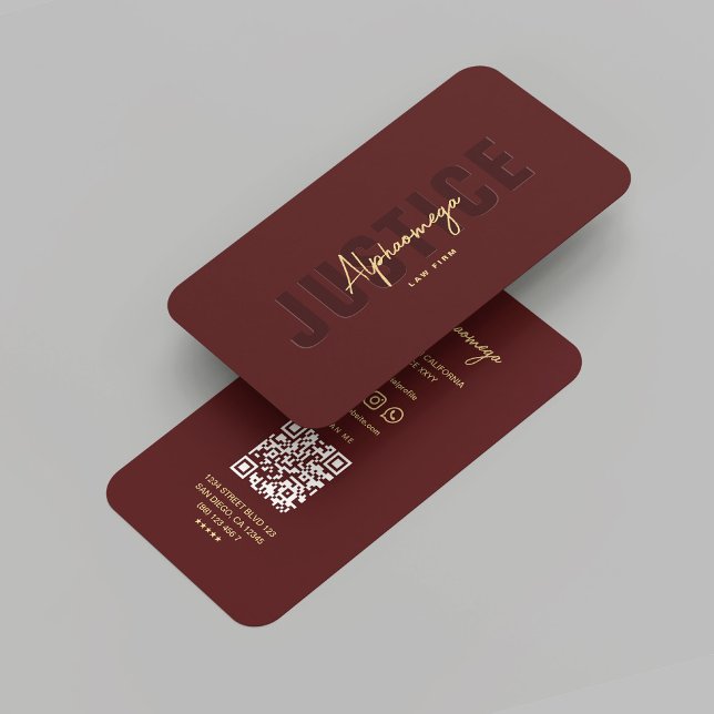 Modernes Rechtsanwaltsgesetz Dark Maroon Visitenkarte (Modern Lawyer Solicitor Justice Law Dark Maroon Professional Business Card
)