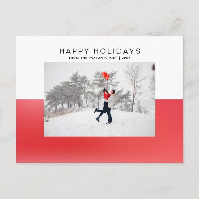 Modernes Red 2 Tone Watercolor Happy Holiday Foto Postkarte (Vorderseite)