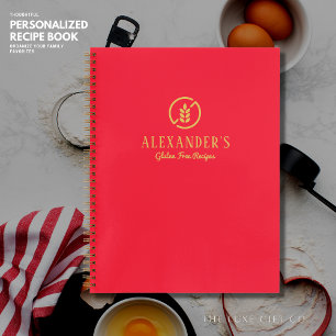 Modernes Red and Gold Gluten Free Blank Recibook Notizbuch
