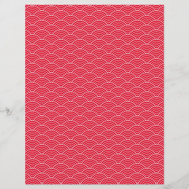Modernes Red Black Japanisch Wave Scrapbook Paper (Vorderseite)