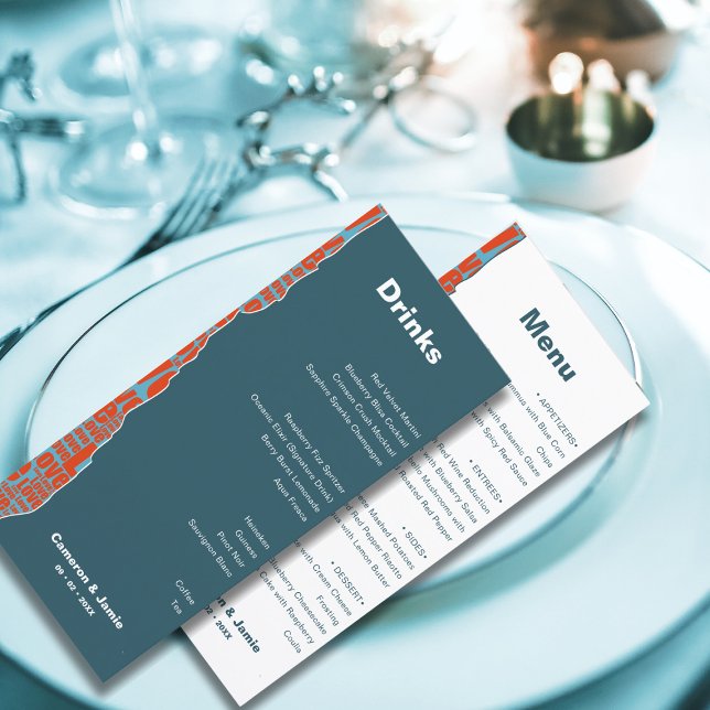 Modernes Red Blue Border Drinks Dinner Menu (Modern Red Blue Border Drinks Dinner Menu)