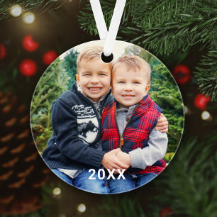 Modernes Red Buffalo Kariert Holiday Foto Keepake Ornament