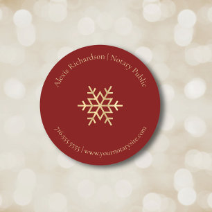 Modernes Red Gold Snowflake Notar Marketing Runder Aufkleber