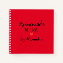 Modernes Red Homemade mit Liebe-Rezept-Notebook Notizbuch