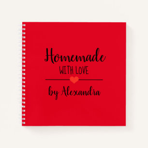 Modernes Red Homemade mit Liebe-Rezept-Notebook Notizbuch
