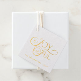 Modernes Red Joyful Holiday Weihnachten Gold Fossi Geschenkanhänger